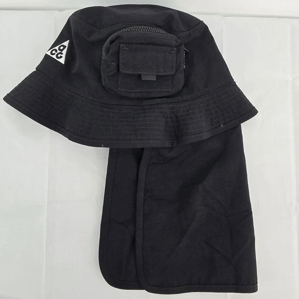 Nike ACG Kids Apex Bucket Hat Black Detachable Neck Flap HJ7023-010 One Size